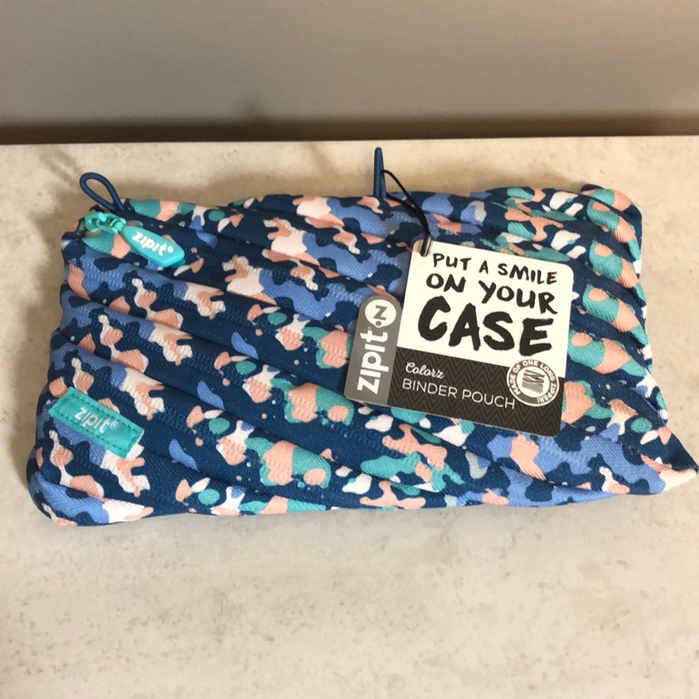 NWT ZipIt blue print binder pouch